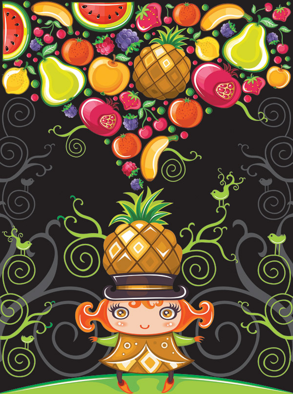 free vector Cute colorful fruits vector
